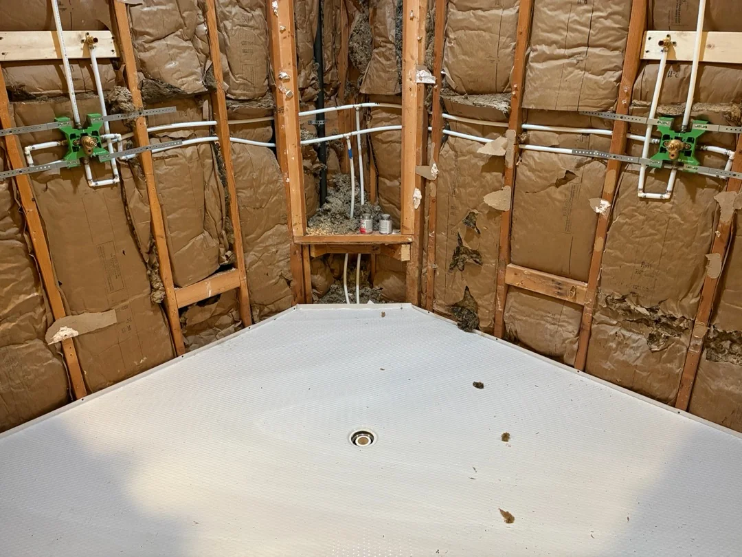 Demolition photo of a tub to shower conversion in Bartlett, TN
