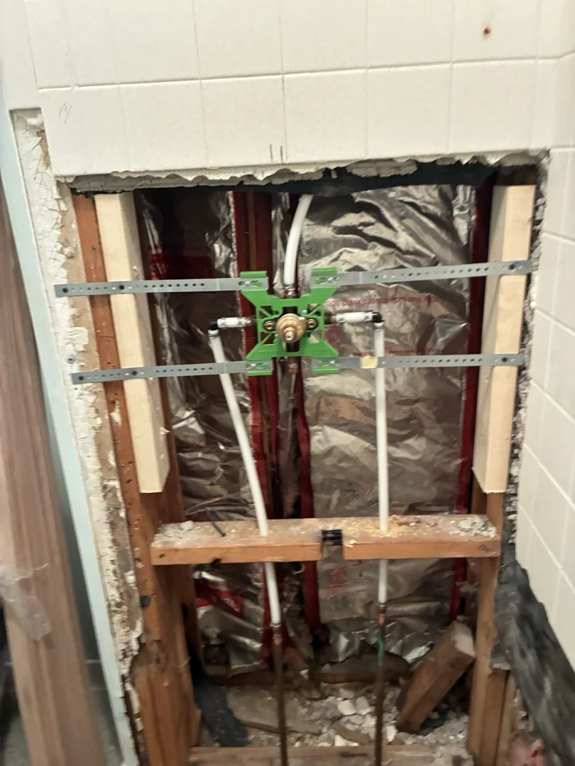 Demolition photo of a shower remodeling in Kingsport, TN