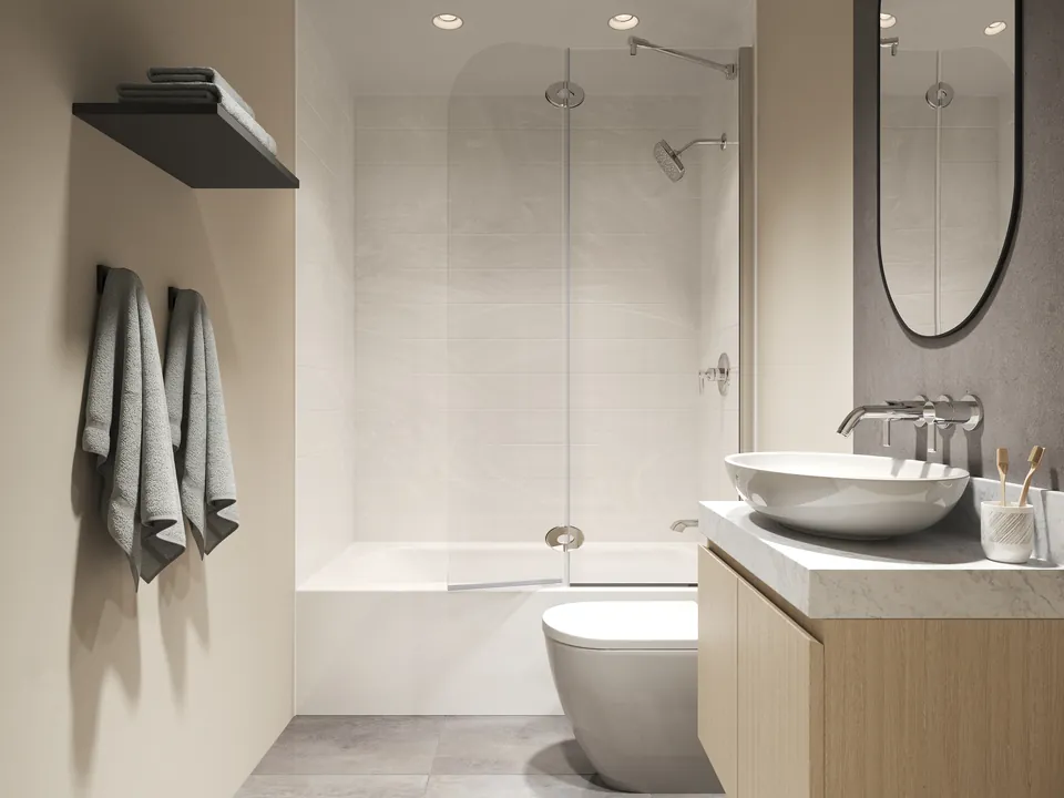 Monaco bathtub door — A glass door designed around a bathtub rather than a walk-in shower.